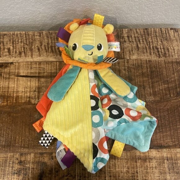 Taggies Bright Star Plush Lion Lovey 14" Square Security Blanket Baby Crib Toy - Picture 2 of 8